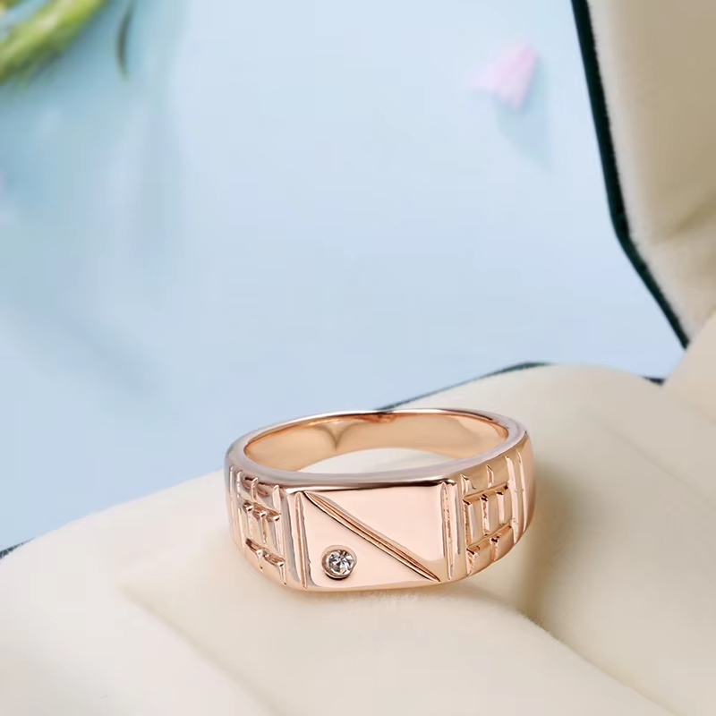 Modern Geometric Engraved Statement Ring